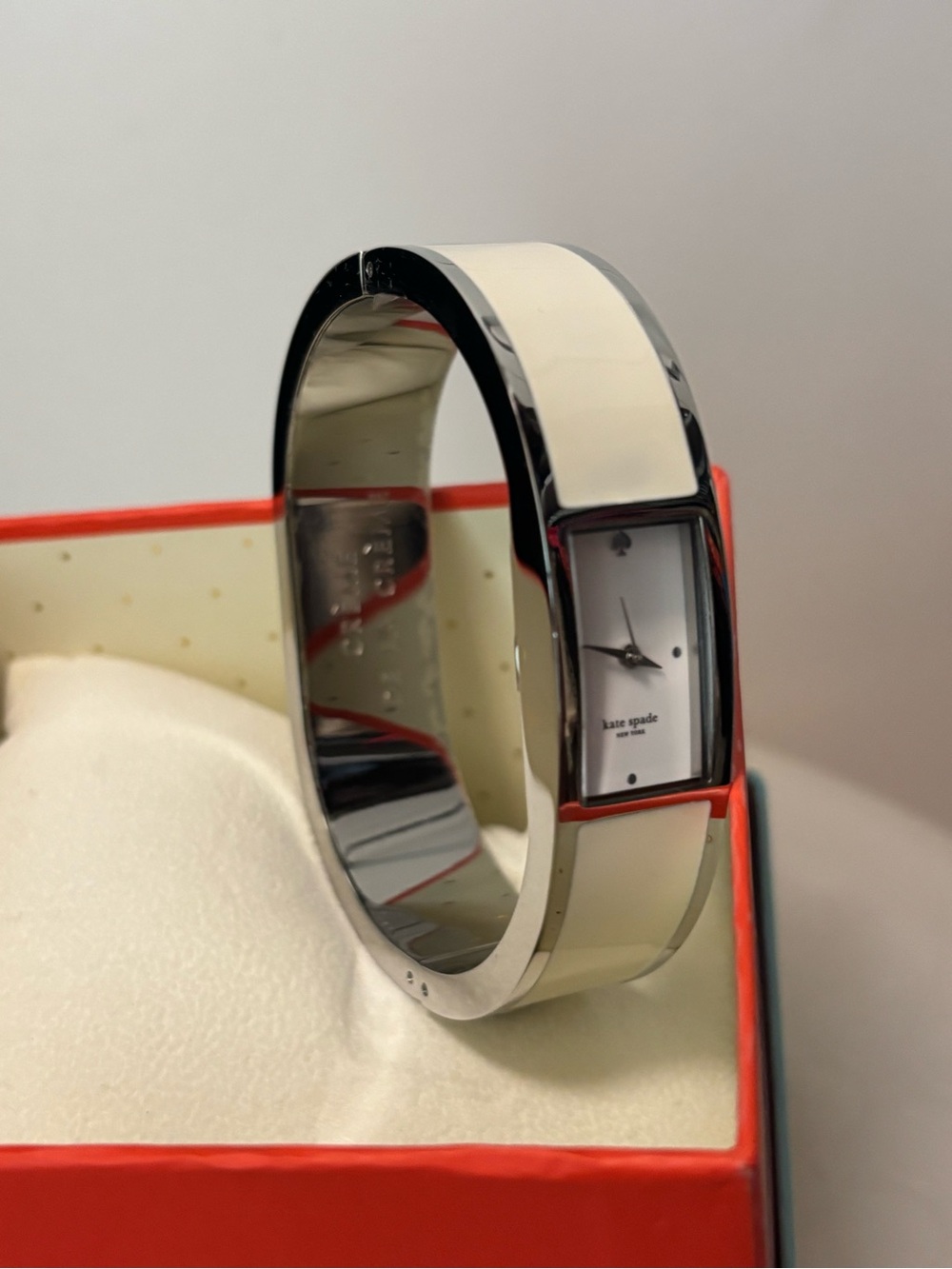 kate spade Cream and Silver Enamel Bangle Watch